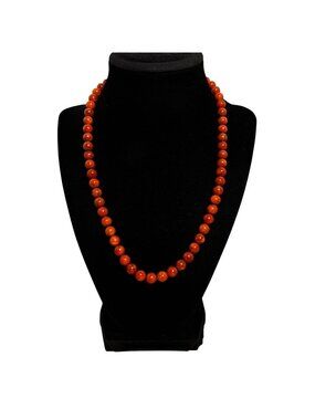 Jay King Orange Coral Necklace With DRT Signed Sterling Silver Hook Clasp (6350)